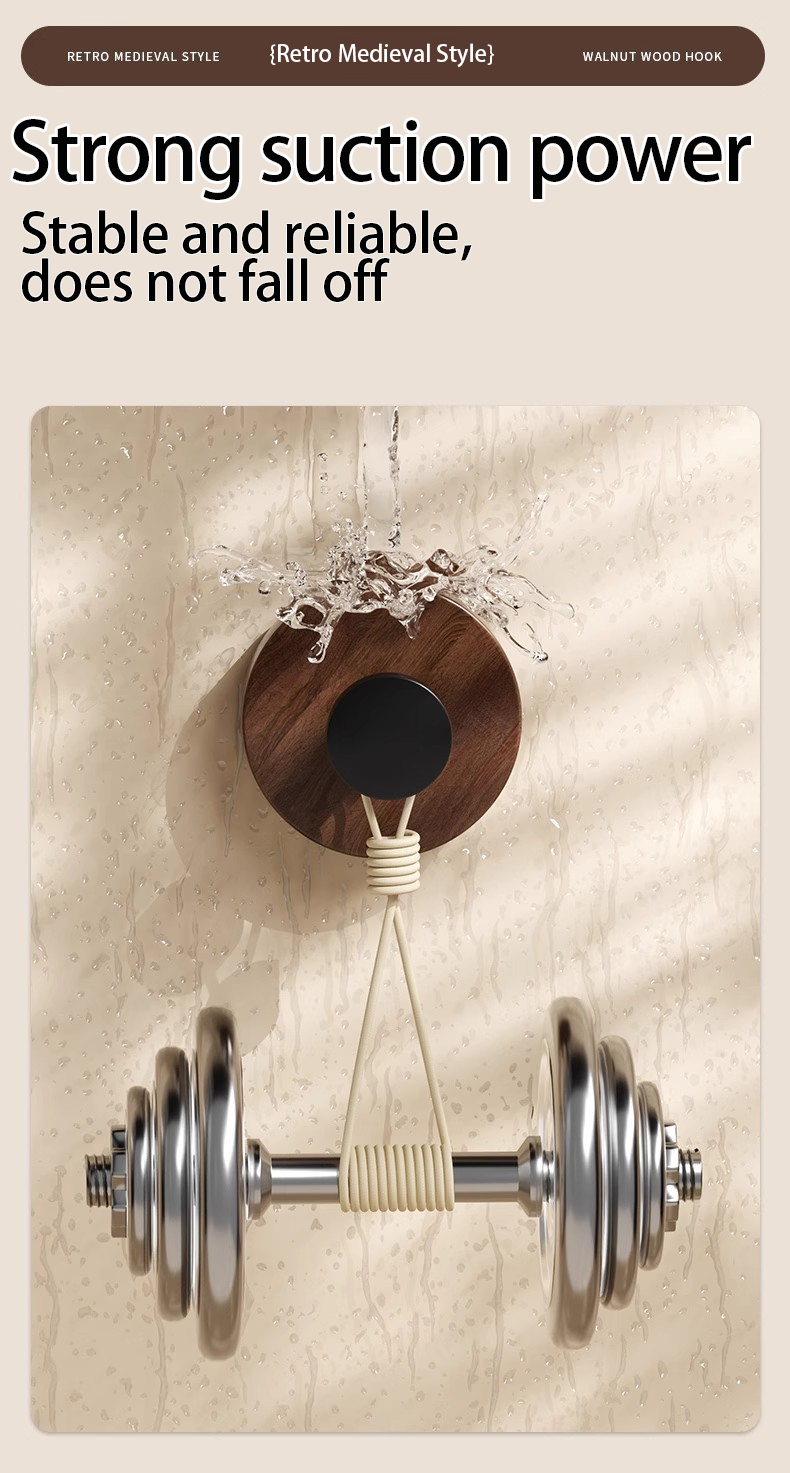 Wooden suction cup knob hook, household, no trace,Rotational use