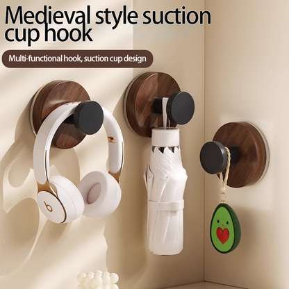 Wooden suction cup knob hook, household, no trace,Rotational use