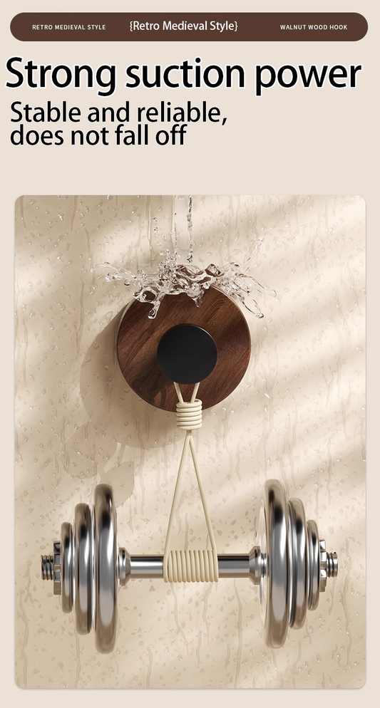 Wooden suction cup knob hook, household, no trace,Rotational use