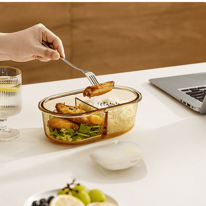 Multi-Functional Microwave-Safe Glass Lunch Box with Sealed Compartment(750ml)