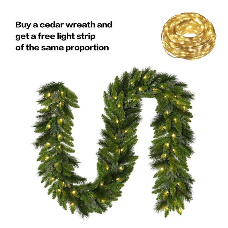 YYV®Christmas Wreath with Free LED Light Strip