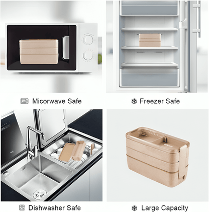 3-in-1 Compartment Containers With Spoons